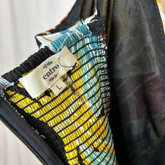 2/$30 Entro Midi Size Large Tropical Print Floral Maxi Dress Strappy Party - Picture 8 of 15